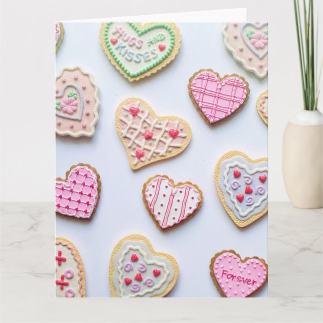Valentine's day heart cookies thank you card (Front)