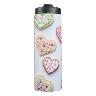 Valentine's day heart cookies        thermal tumbler