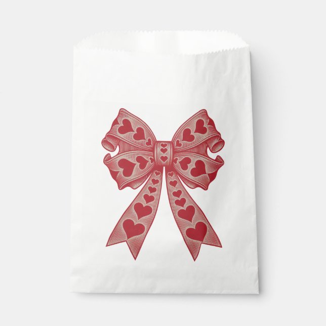 Valentine's day Heart Coquette bow Retro Valentine Favour Bags (Front)