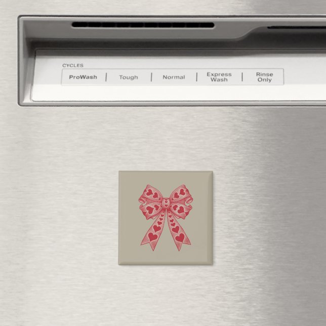 Valentine's day Heart Coquette bow Retro Valentine Magnet (In Situ (Dishwasher))