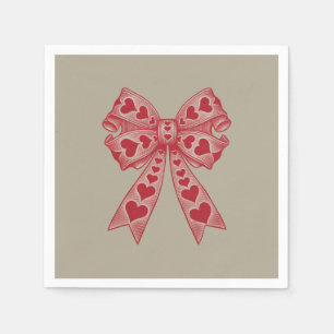 Valentine's day Heart Coquette bow Retro Valentine Napkin