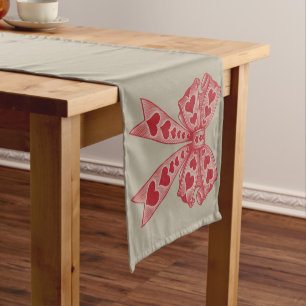 Valentine's day Heart Coquette bow Retro Valentine Short Table Runner