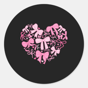 Valentine's Day Heart Coquette Bow Valentine Girls Classic Round Sticker