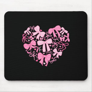 Valentine's Day Heart Coquette Bow Valentine Girls Mouse Mat