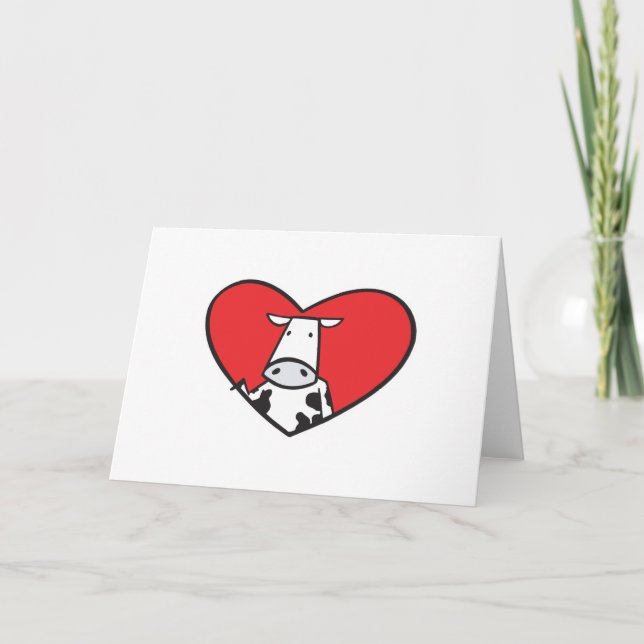 Valentines Day Heart Cow Holiday Card (Front)