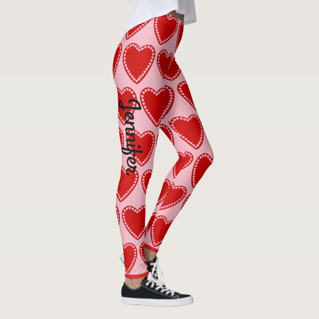 Valentine's Day Heart Custom Name Leggings Pants (Right)