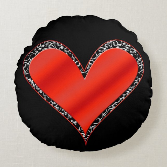 Valentine's Day Heart Customisable Round Cushion (Front)