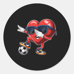 Valentine's Day Heart Dabbing Heart Player Soccer Classic Round Sticker