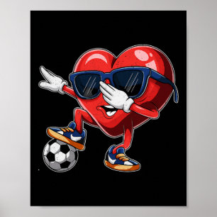 Valentine's Day Heart Dabbing Heart Player Soccer  Poster
