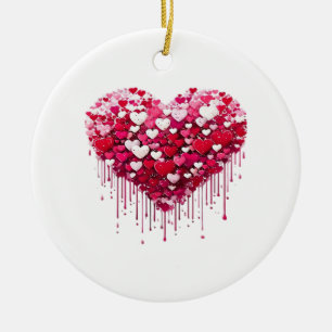 Valentine's Day Heart Designs Splatter Paint Art Ceramic Tree Decoration