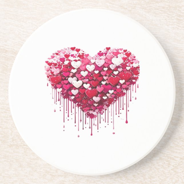 Valentine's Day Heart Designs Splatter Paint Art Coaster (Front)