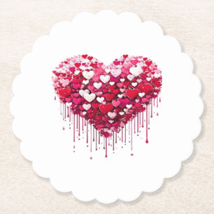 Valentine's Day Heart Designs Splatter Paint Art Paper Coaster