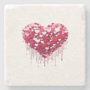 Valentine's Day Heart Designs Splatter Paint Art Stone Coaster