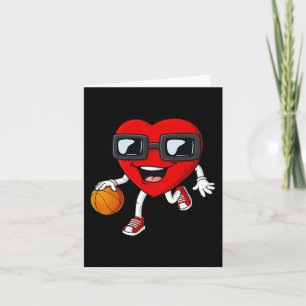 Valentines Day Heart Dribbling Basketball Boys Gir Card
