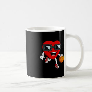 Valentines Day Heart Dribbling Basketball Boys Gir Coffee Mug