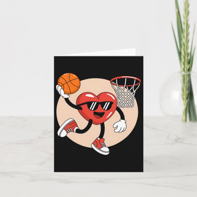 Valentines Day Heart Dunking Basketball 2  Card (Front)