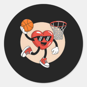 Valentines Day Heart Dunking Basketball 2 Classic Round Sticker