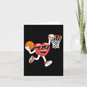 Valentines Day Heart Dunking Basketball Boys Girls Card