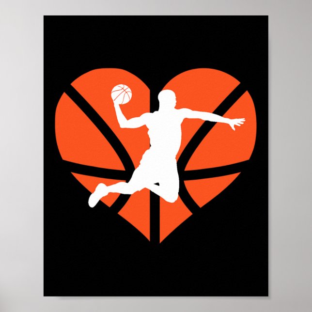 Valentines Day Heart Dunking Basketball Boys Girls Poster (Front)