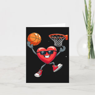 Valentines Day Heart Dunking Basketball Card