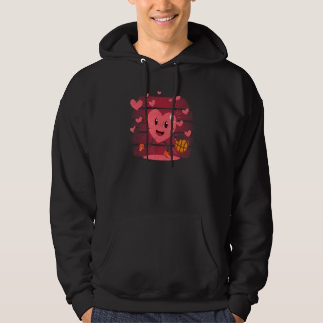 Valentines Day Heart Dunking Basketball Player Coa Hoodie (Front)