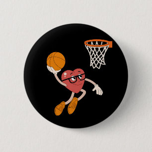 Valentine's Day Heart Dunking Cute Basketball 6 Cm Round Badge