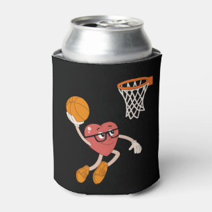 Valentine's Day Heart Dunking Cute Basketball Can Cooler