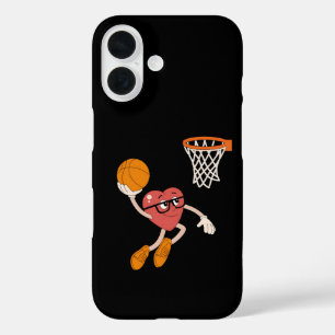 Valentine's Day Heart Dunking Cute Basketball iPhone 16 Case