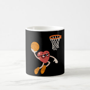 Valentine's Day Heart Dunking Cute Basketball Coffee Mug