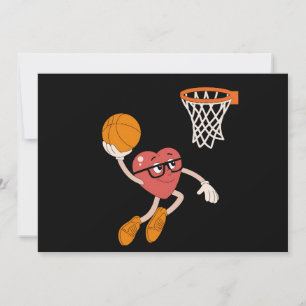Valentine's Day Heart Dunking Cute Basketball Invitation