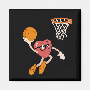 Valentine's Day Heart Dunking Cute Basketball Magnet