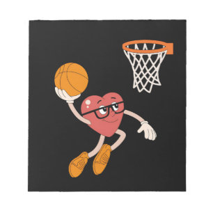 Valentine's Day Heart Dunking Cute Basketball Notepad