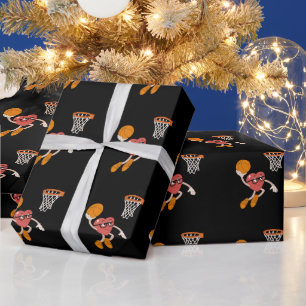 Valentine's Day Heart Dunking Cute Basketball Wrapping Paper