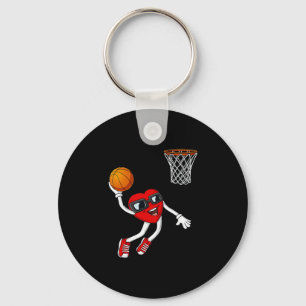 Valentines Day Heart Dunking Sketll Boys Girls Kid Key Ring