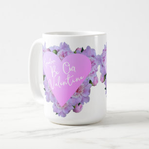 Valentine's Day Heart Flowers Purple Pink Elegant Coffee Mug