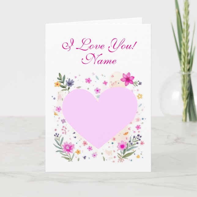 Valentine's Day  Heart Folded Blank Greeting Card (Front)