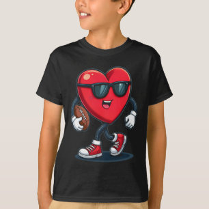 Valentine's Day Heart Football Boys Girls Kids Spo T-Shirt