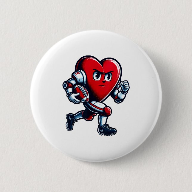 Valentines Day Heart Football Player Team Srts  6 Cm Round Badge (Front)