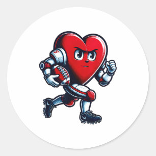 Valentines Day Heart Football Player Team Srts Classic Round Sticker