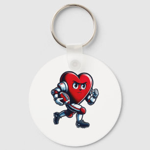 Valentines Day Heart Football Player Team Srts Key Ring