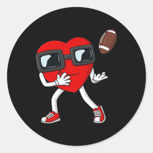 Valentines Day Heart Football Receiver Tight End B Classic Round Sticker