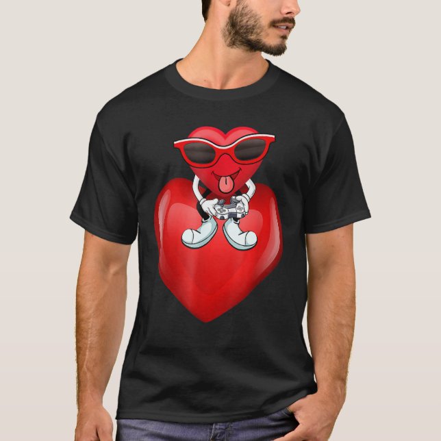 Valentines Day Heart Gamer Valentine Dab Love Boy  T-Shirt (Front)