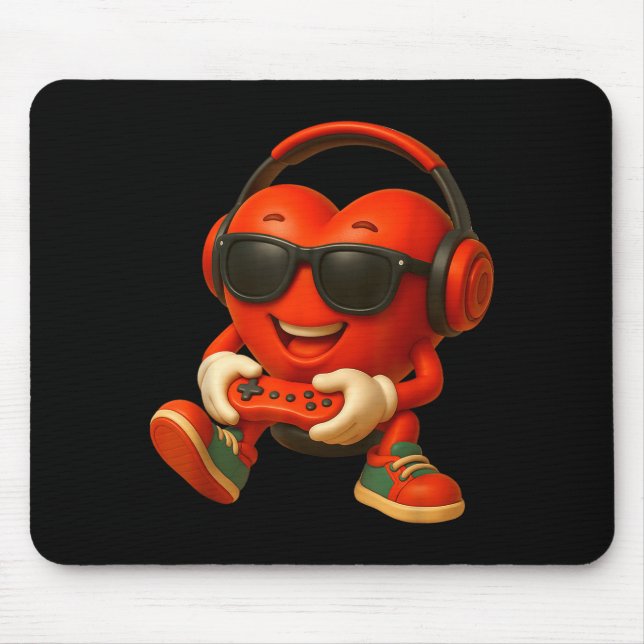 Valentines Day Heart Gamer Video Gaming Boys Men K Mouse Mat (Front)