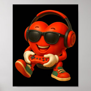 Valentines Day Heart Gamer Video Gaming Boys Men K Poster