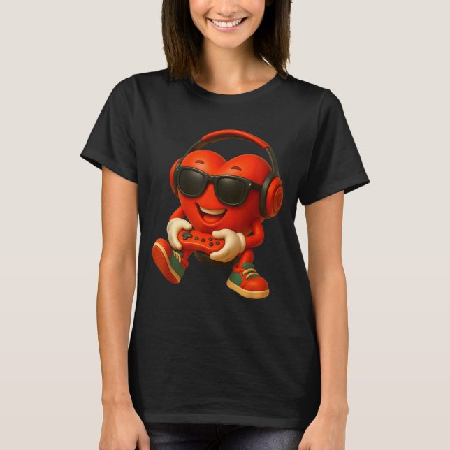Valentines Day Heart Gamer Video Gaming Boys Men K T-Shirt (Front)
