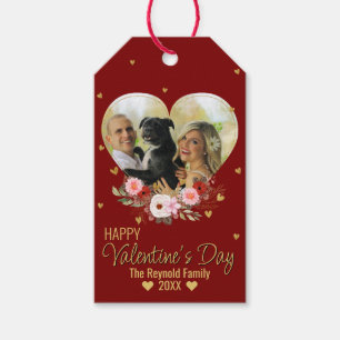 Valentine's Day Heart Gold Glitter Photo Heart Red Gift Tags