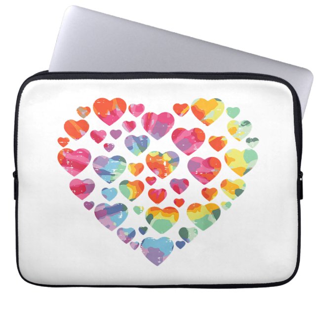 Valentines Day Heart Hearts Tie Dye Laptop Sleeve (Front)
