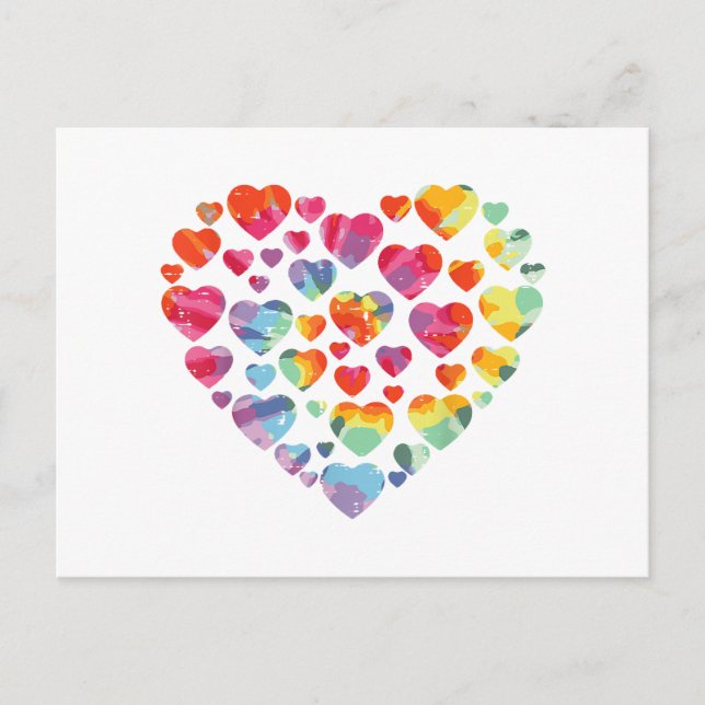 Valentines Day Heart Hearts Tie Dye Postcard (Front)