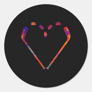 Valentines Day Heart Hockey Stick Valentines Day H Classic Round Sticker