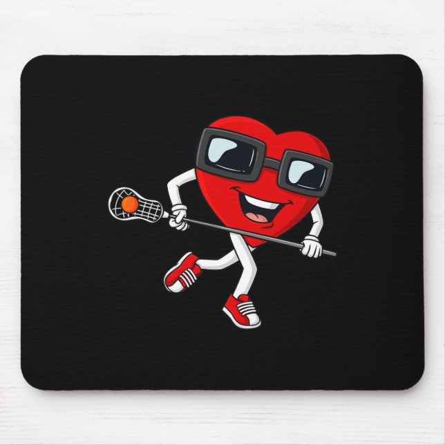 Valentines Day Heart Holding Lacrosse Stick Boys G Mouse Mat (Front)